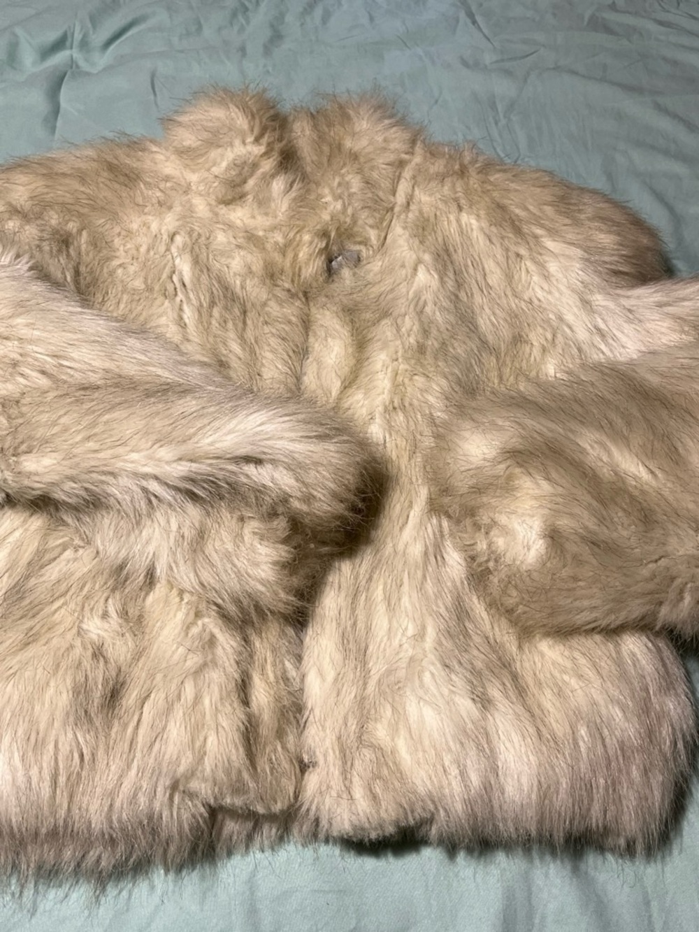 Plush Faux Fur Teddy Jacket in Light Taupe